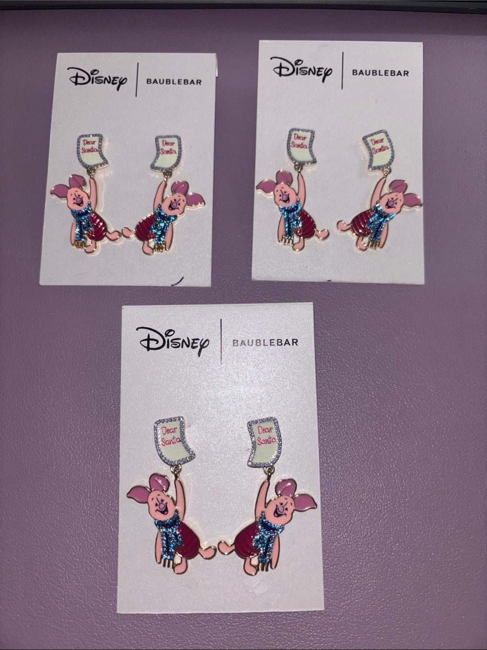 NWT Baublebar Piglet Dear Santa Earrings